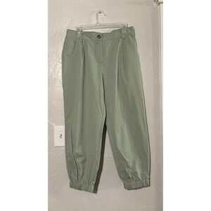 Halara Pants Womens Large Green Jogger Pockets Pleated Casual Office Career